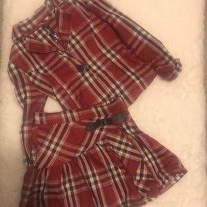 Adorable plaid set jacket blouse and skirt